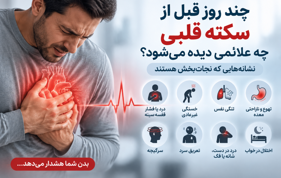 چند روز قبل از سکته قلبی چه علائمی دیده می‌شود